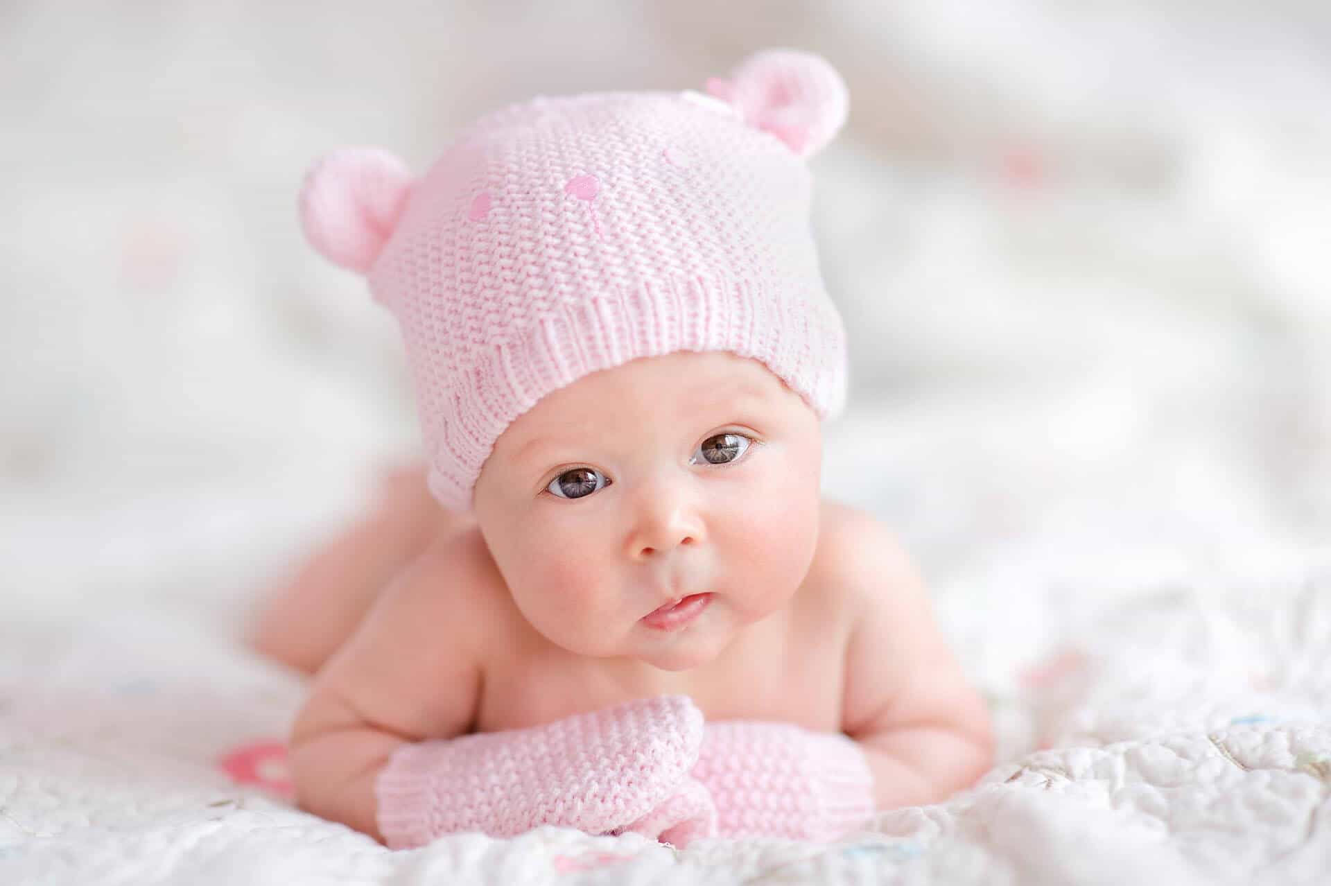 Newborn girl in pink hat, Antenatal and Postnatal, child, baby,